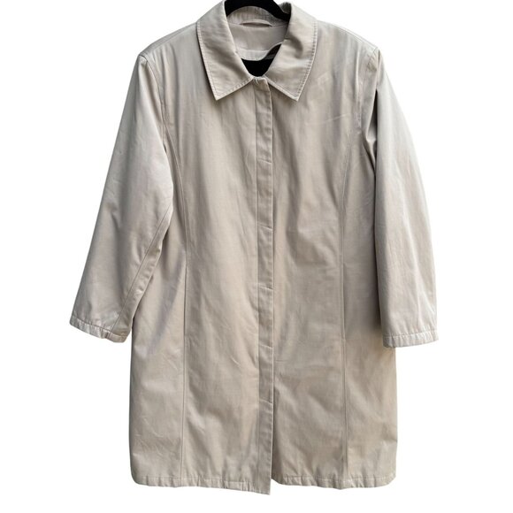 Worthington Womens Beige Quilted Lined Insulated Jacket Trench Coat Like New L - Picture 1 of 15